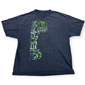 Vintage Monster Energy Cup T-Shirt Men's XL Black Graphic Crewneck
